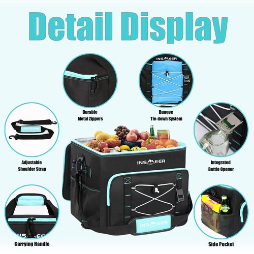 [Upgrade] INSMEER Large Cooler Bag 90 Cans/55L, Insulated Soft Sided Cooler with Shoulder Strap, Collapsible Coolers, Portable Leakproof Lunch Cooler for Camping/Beach/Food Delivery/Picnic
