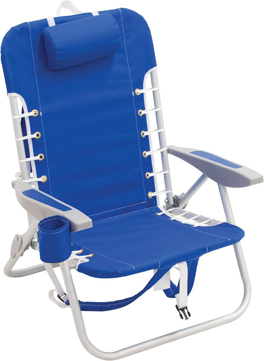 RIO Gear Beach Lace-Up Suspension Folding Beach Chair, Navy , 44.7" x 25.5" x 26.5"
