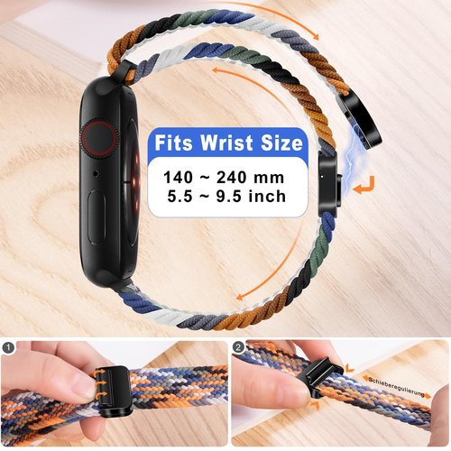 Braided Magnetic Bands Compatible with Fitbit Versa 4/Fitbit Versa 3/Sense 2/Sense 1,Soft Stretchy Elastic Nylon Sport Loop Strap with Magnetic Clasp for Women Men