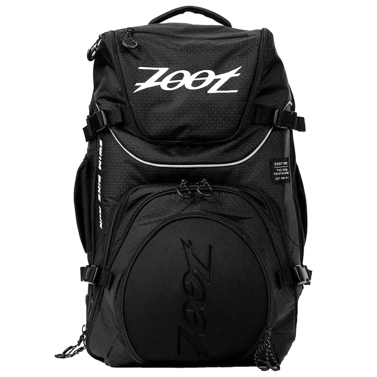 Zoot Ultra Tri Bag, Triathlon Transition Backpack with Wet Storage for Men & Women Athletes, Race Day, Travel & Train, Black