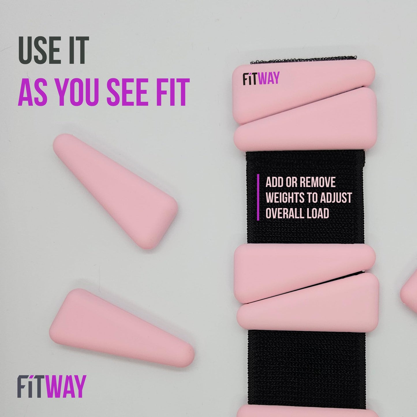 FITWAY Ankle & Wrist Weights for Women & Men – Adjustable Silicone Weighted Bracelets for Walking, Pilates, Yoga, Rehab, Home Gym, Travel – 2pc Set of Lightweight, Comfortable Resistance Weights