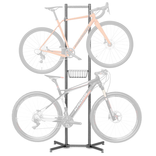 2-/4-Bike Storage Rack with Basket - Bike Rack Garage for Road, Mountain and Hybrid Bike Garage & Home (for 2 Bikes)