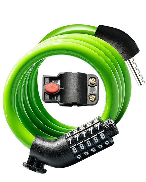 Everyfun Bike Lock Cable with Combination,High Security 5-Digit Resettable Combination Bicycle Lock Anti-Theft, Scooter Lock with Mounting Bracket for Bikes and Scooters(Green)