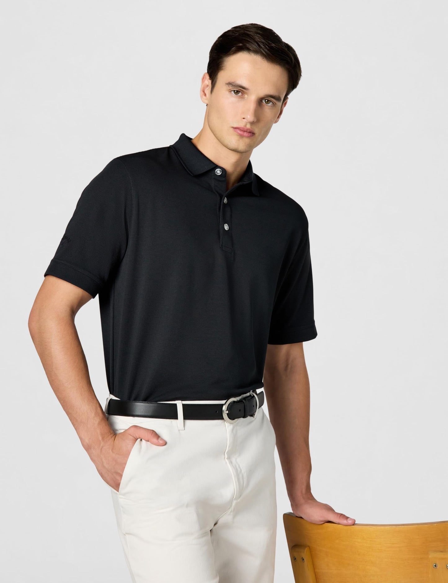 Callaway Men's Opti-Dri Stretch Ottoman Short Sleeve Golf Polo Shirt (Available in Big & Tall) Black