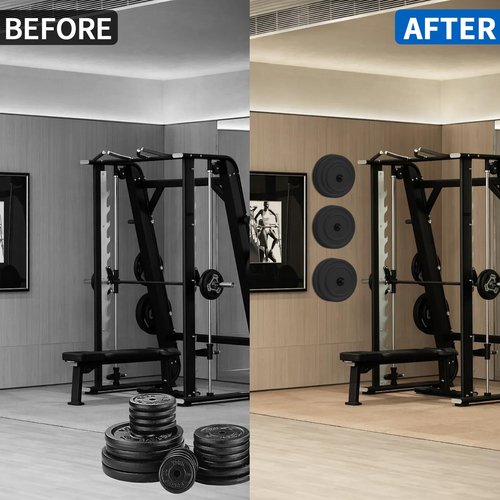 Wall-Mounted Weight Plate Holder (4-Pack) ， Heavy Duty 330LB Capacity Rack for 2" Olympic Plates | Compact Home Gym Storage Solution