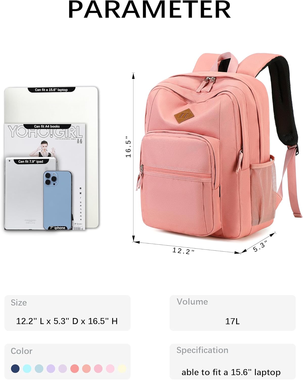 abshoo Classical Basic Travel Backpack For School Water Resistant Bookbag