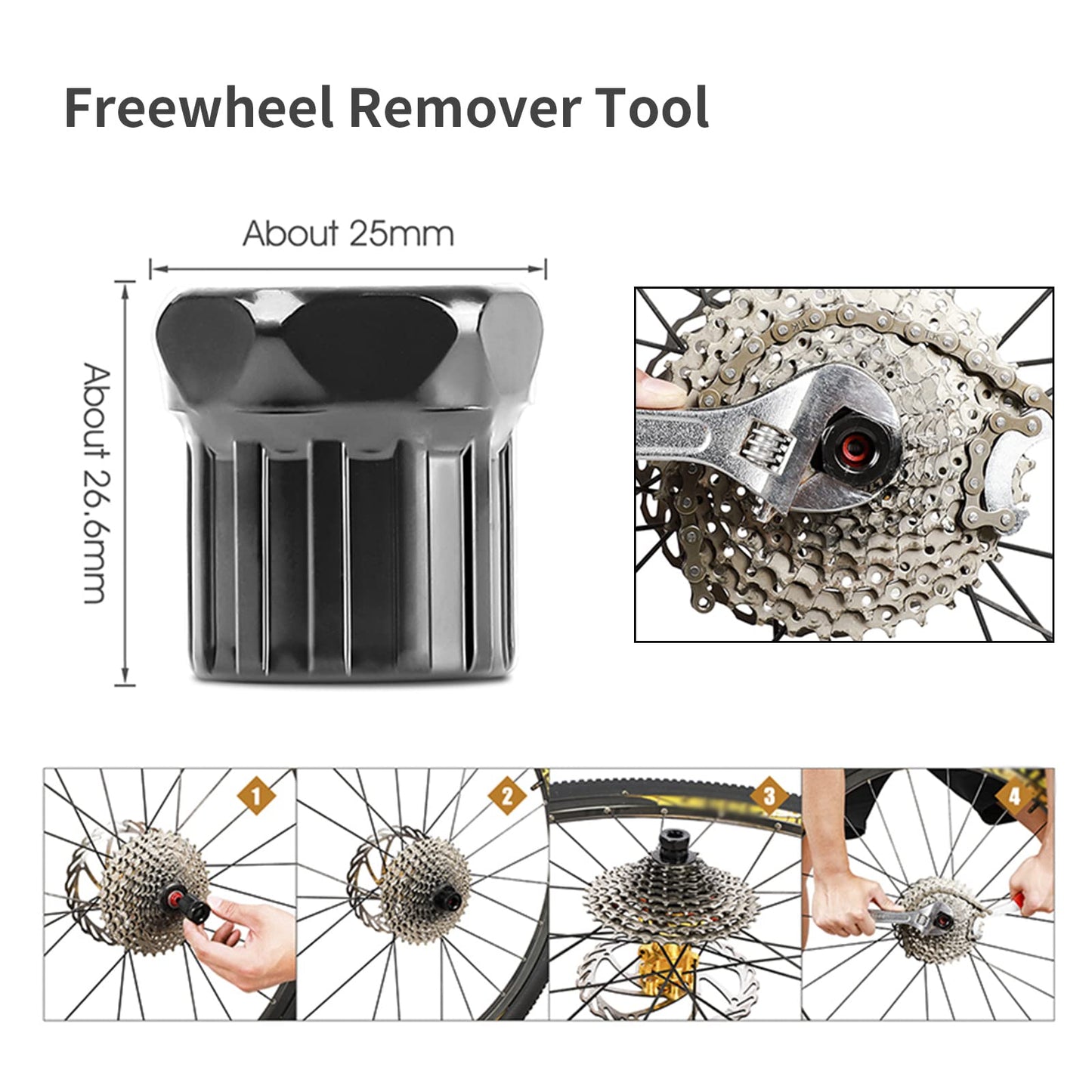 6pcs Bike Repair Tool Kit Multi-Function Mountain Bicycle Bike Repair Tool Kits 3-in-1 Cassette Remover/Wrench Crank Puller/Extractor Chain Breaker/Spoke Wrench/Freewheel Remover/Bottom Bracket