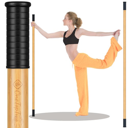 Yoga Stick Bamboo 5ft Long with Soft Ends-Stretching Stick-Workout Stick Exercise Bar-Pilates Stick-Balance Fitness Stick-Yoga Dowel Rod Shoulder Movement- Physiotherapy Stick-Posture Corrector Stick