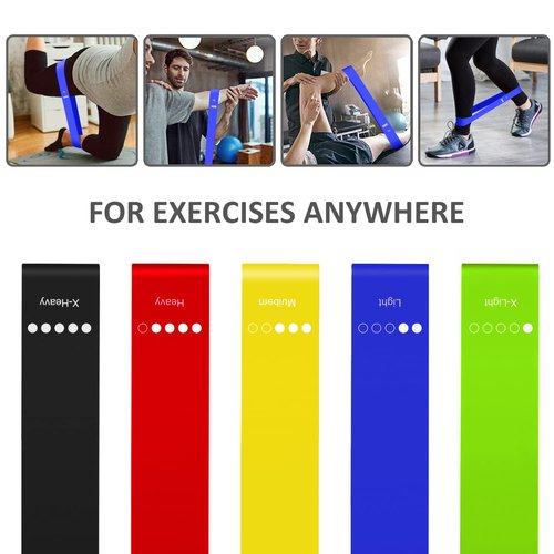 WELTENT Resistance Loop Bands, Resistance Exercise Bands for Home Fitness, Stretching, Strength Training, Physical Therapy, Natural Latex Workout Bands, Pilates Flexbands, 12" x 2"
