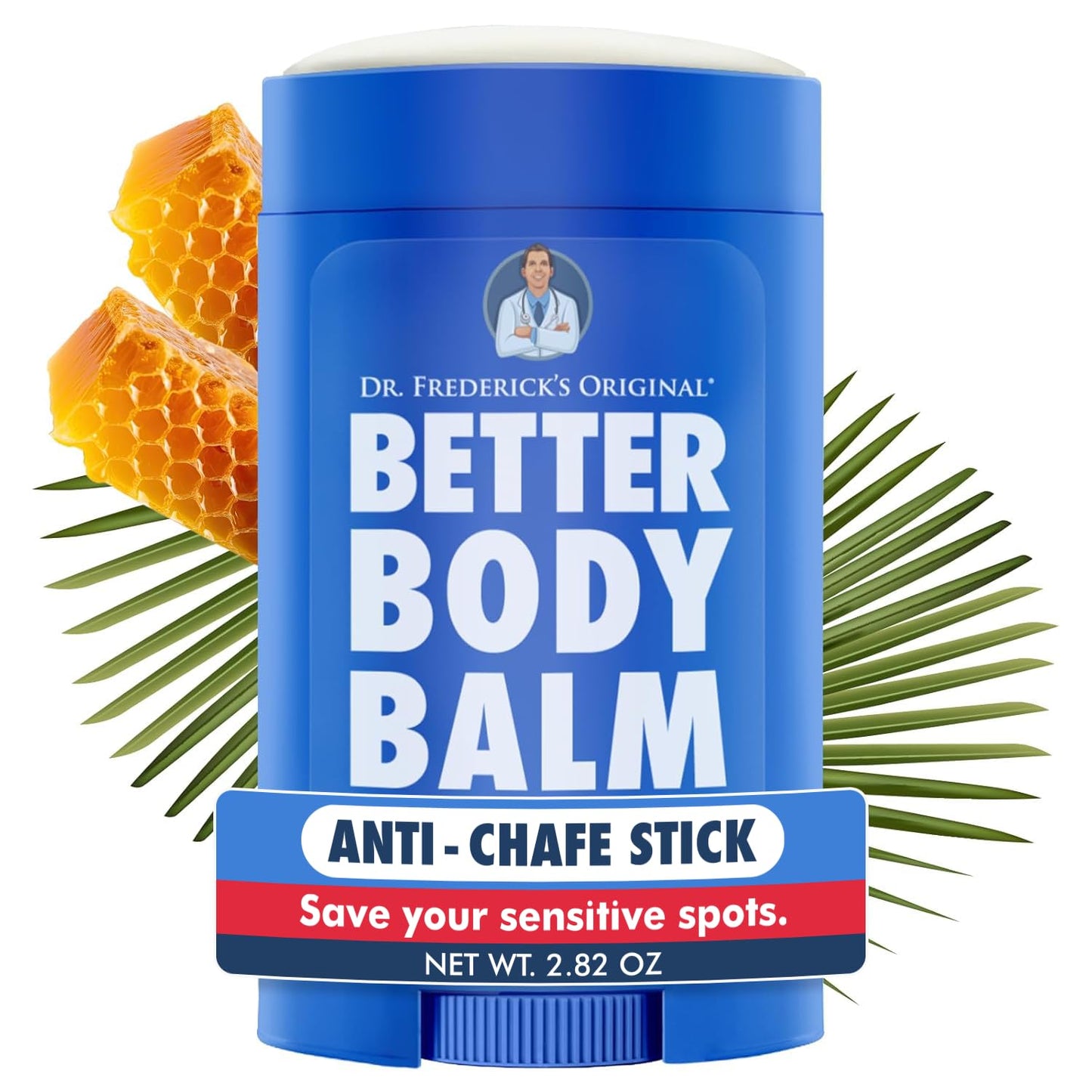Dr. Frederick's Original Anti Chafing Stick – Better Body Balm – 2.82 oz Jumbo – Doctor-Developed Natural Beeswax Formula – Water Resistant – Chub Rub & Thigh, Bra Line, Underarm Relief