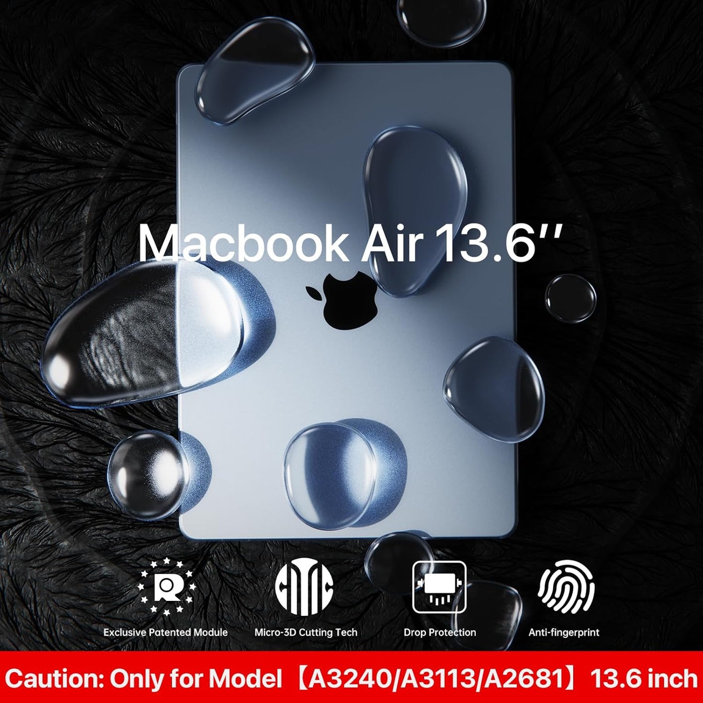 Compatible for MacBook Air 13.6 inch Case M4 M3 M2 2025 2024-2022 Release Model A3240 A3113 A2681, Sturdy Protective Hard Shell Case Cover for MacBook Air 13 inch