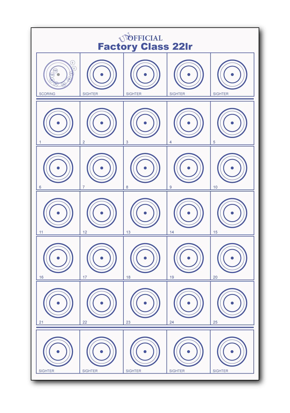 22lr Targets - The Unofficial Factory Class 22lr Targets - 50 Targets per Pack
