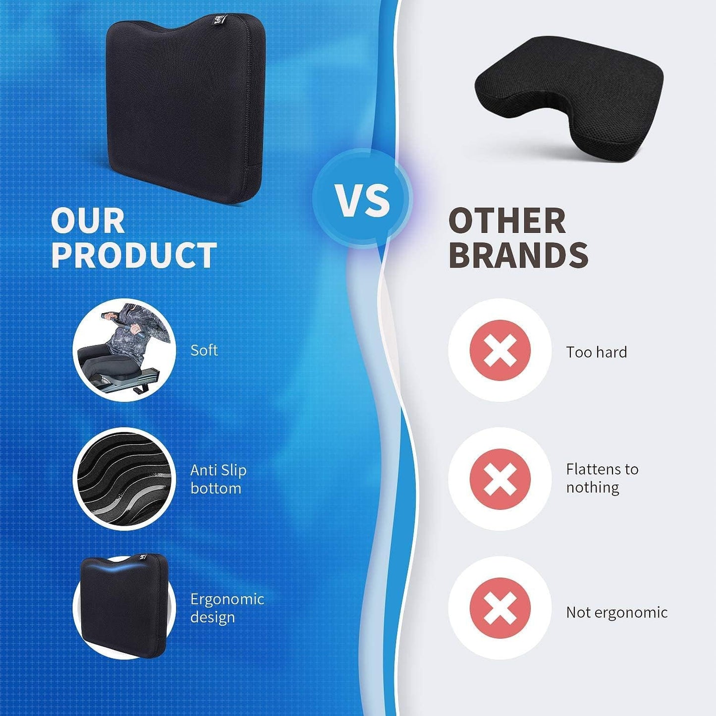 Hornet Watersports Memory Foam Cushion Made for Concept 2 Rowing Machine