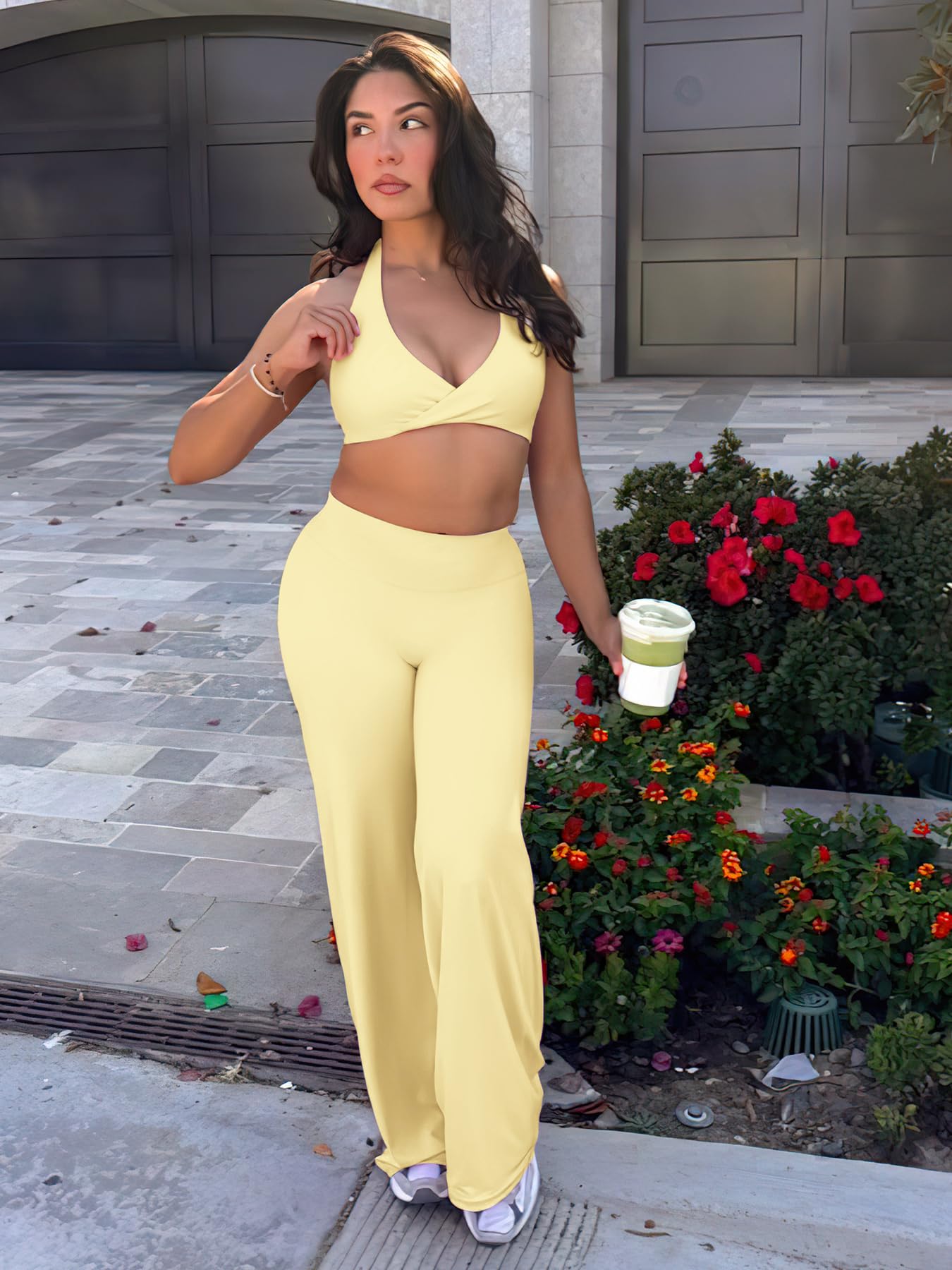 YEOREO Workout Leggings Womens No Front Seam Straight Leggings 31.5" High Waist Buttery Eddiy Gym Yoga Pants Butter Yellow XXS