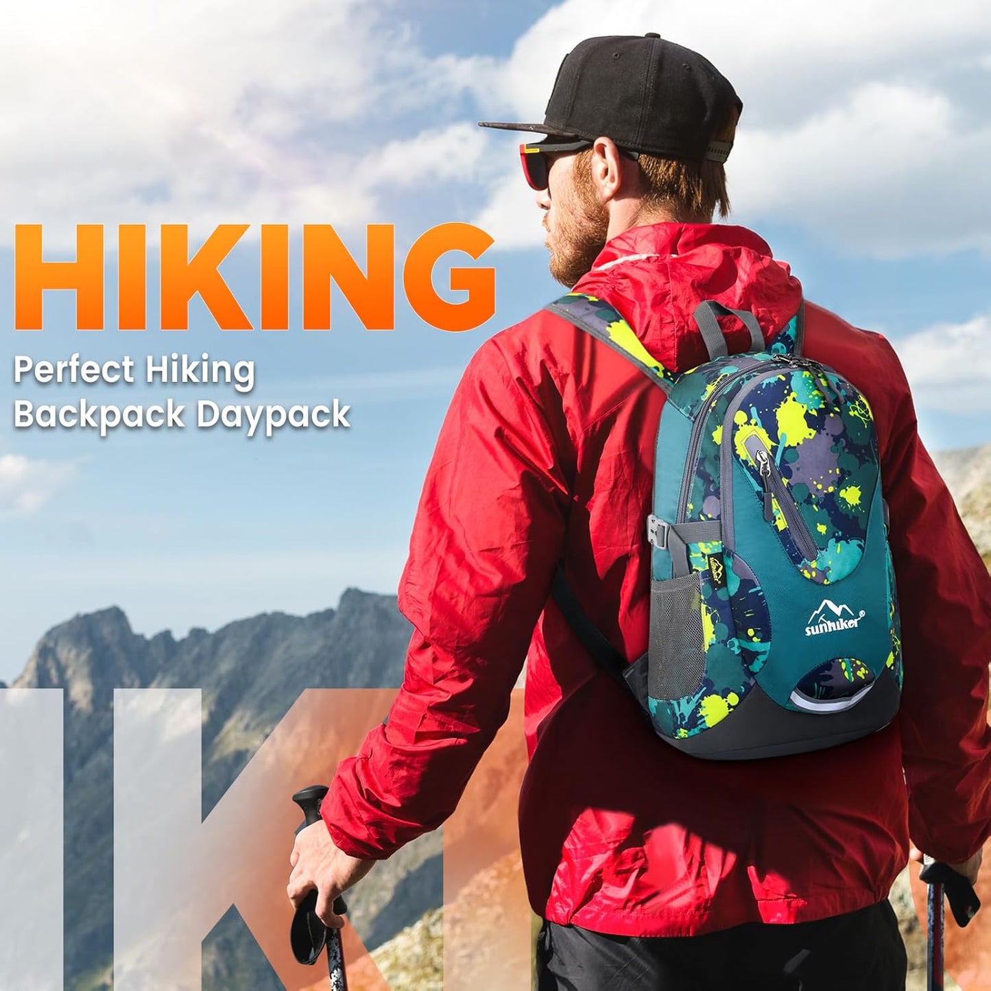 sunhiker Cycling Hiking Backpack Water Resistant Travel Backpack Lightweight SMALL Daypack M0714