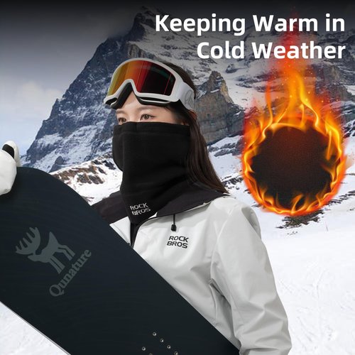ROCKBROS Winter Neck Warmer Gaiter Ski Mask Balaclava Windproof Face Mask Cover Cold Weather Scarf for Men & Women