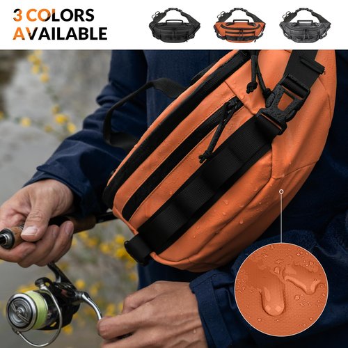 THKFISH 85Pcs Fishing Sling Bag with Tackle Box Included for Fly Fishing Tackle Kit, Waterproof Fanny Pack with Fishing Gear, Lures, Fish Pliers Kit, Lip Gripper, Weigh Scale