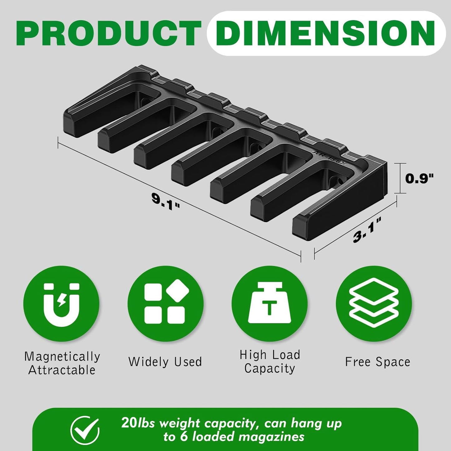 ABS Mag Holder|Magnetic PMAG Wall Mount for Gun Safe Locker Vechile and Wall AR Mag Storage|Home Magazine Storage Rack Fit Pmag Glock, Amend 2, Hexmags, MFTmags Magpul mag AR Magnetic Mag Holder