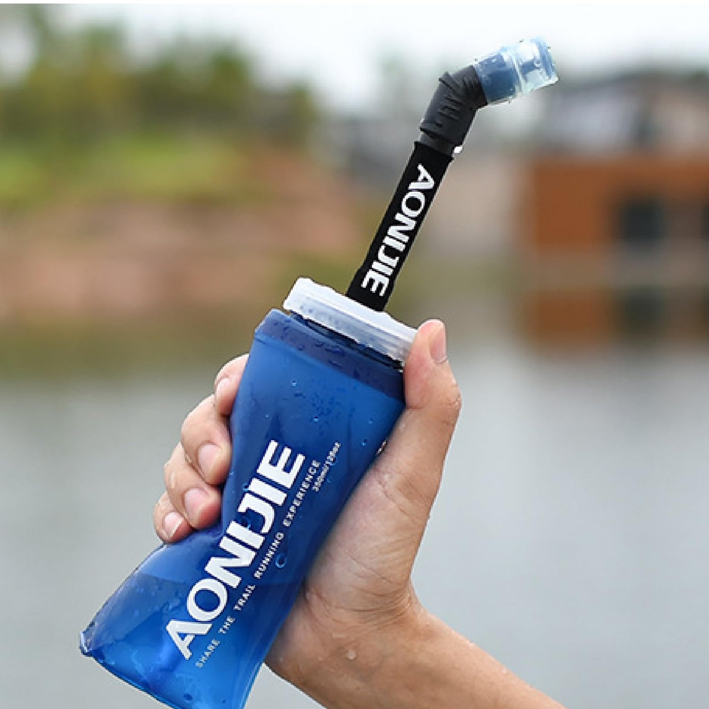 JEELAD Sports Collapsible Water Bottle BPA Free Replacement Straws Lid for Running Water Bottle