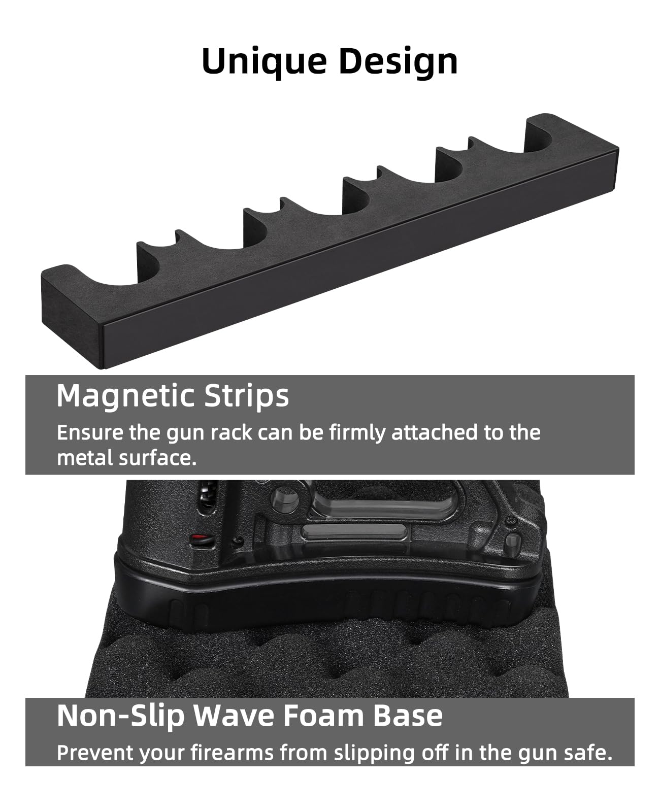 EZshoot Indoor Foam Gun Rack for Storage Rifle Rack with Magnetic Strip Gun Safe Cabinet Accessories Shotgun Holder Quick Access Rack for Outdoor