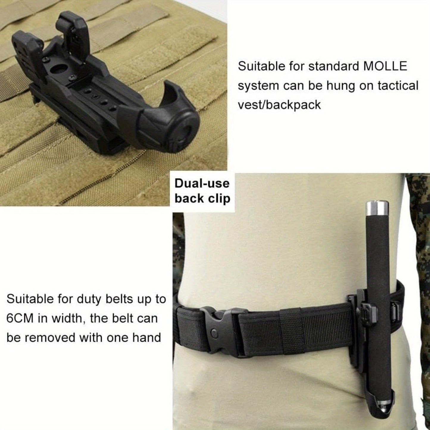 Expandable Baton Holster, 360 Degree Duty Belt Flashlight Holder Telescopic Baton Holder,Tactical Baton Pouch for 21"~ 26" Baton（Diameter 0.98"~ 1.14" ）