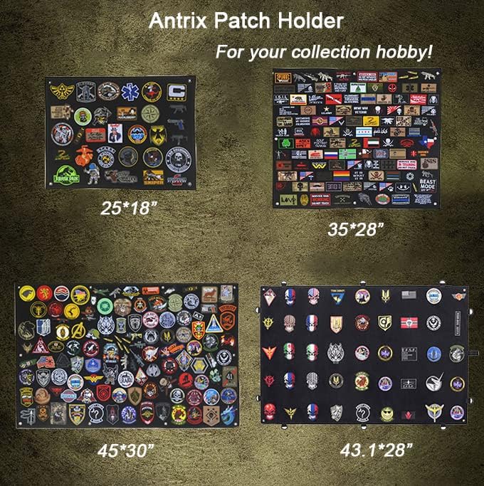 Antrix 45x30 inches Tactical Patch Display Panel Holder Board Wall Organizer for Tactical Military Army Combat Moral Airsoft Uniform Hook and Loop Emblem Patches