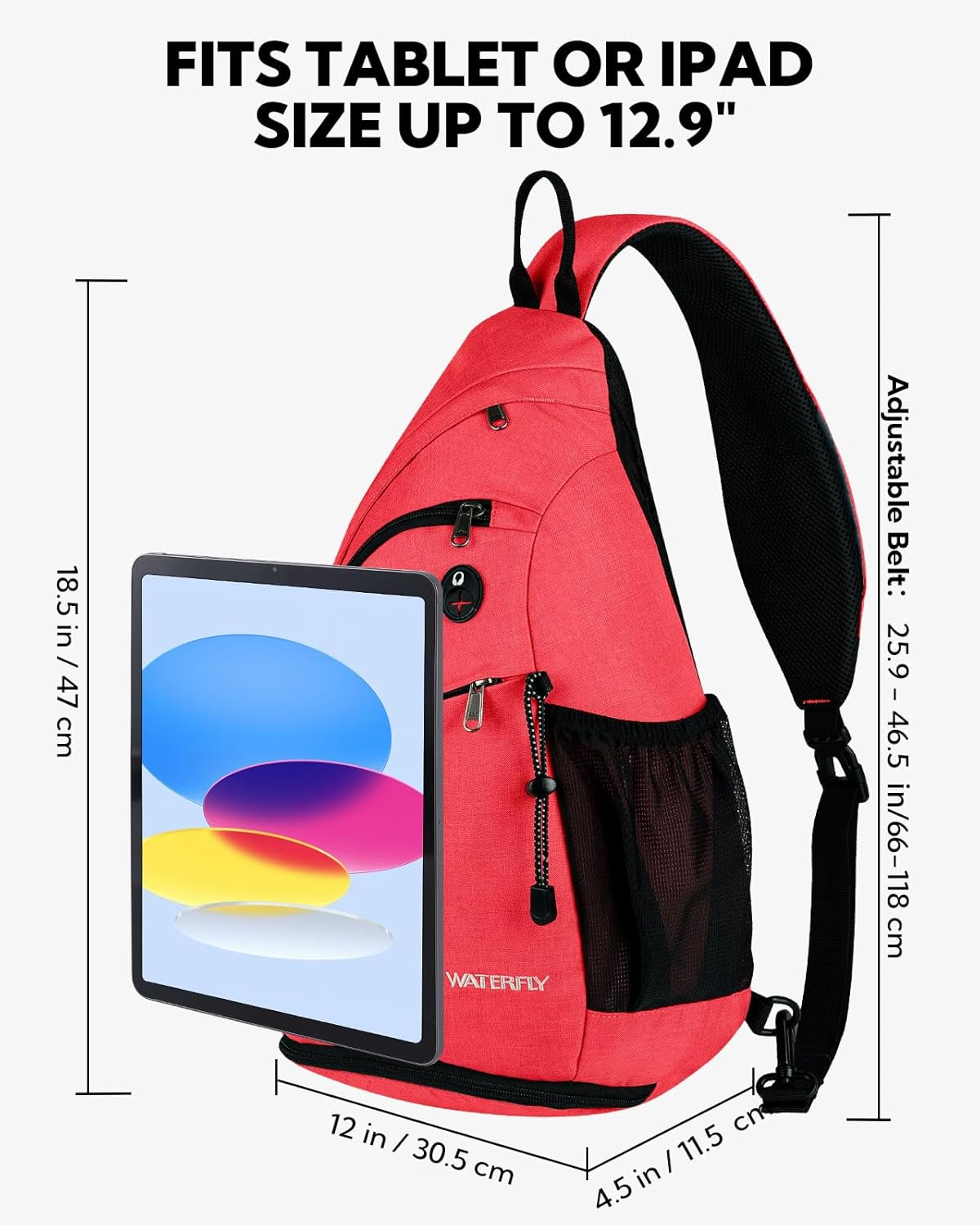 WATERFLY Sling Bag Crossbody Backpack: Over Shoulder Daypack Casual Cross Chest Side Pack