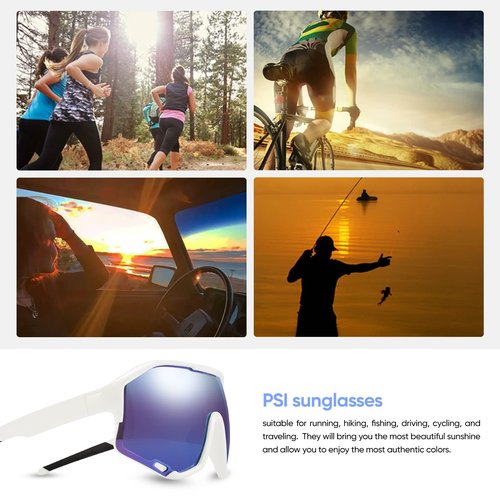 PSI Wrap Around Sunglasses for Men Women Polarized, UV Protection, Sports Sunglass, Driving Running Cycling