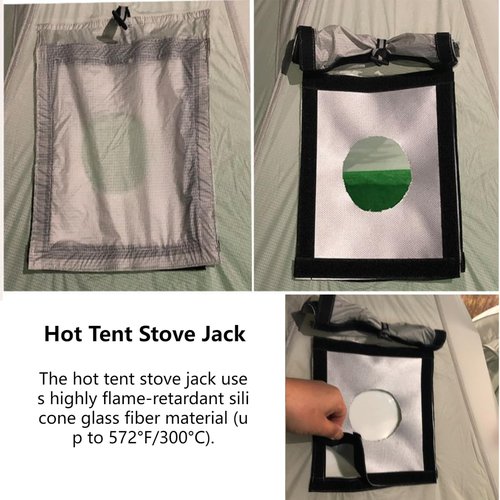 Dandelion shell Hot Tent Stove Jack - 7.8" x 9" Square Flame-Retardant Firewood Stove Chimney Furnace Pipe Fireproof Ring for Tents with Stove, Silicone Material - Lightweight at 60g