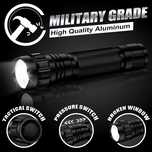 TDT 2500 Lumen Tactical Flashlight with Picatinny Rails Mount and Pressure Switch, Picatinny Flashlight with IPX7 Waterproof, 5 Modes Super Bright, 2 Switch Modes for Tactical and Outdoor Scene