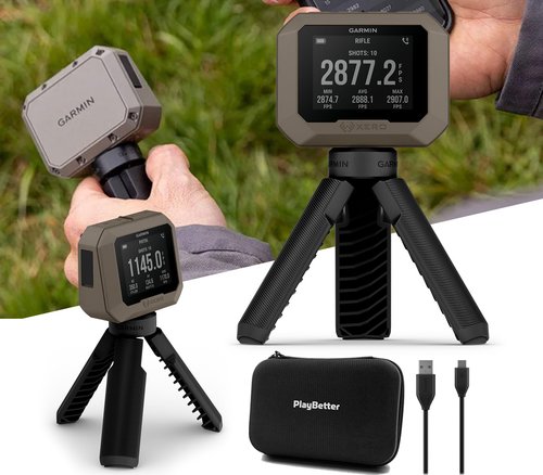 PlayBetter Garmin Xero C1 Pro Chronograph Bundle - Precise Projectile Speeds Readings from 100 fps to 5,000 fps - Simple & Compact Design, 6-Hour Battery Life - Includes Protective Hard Case