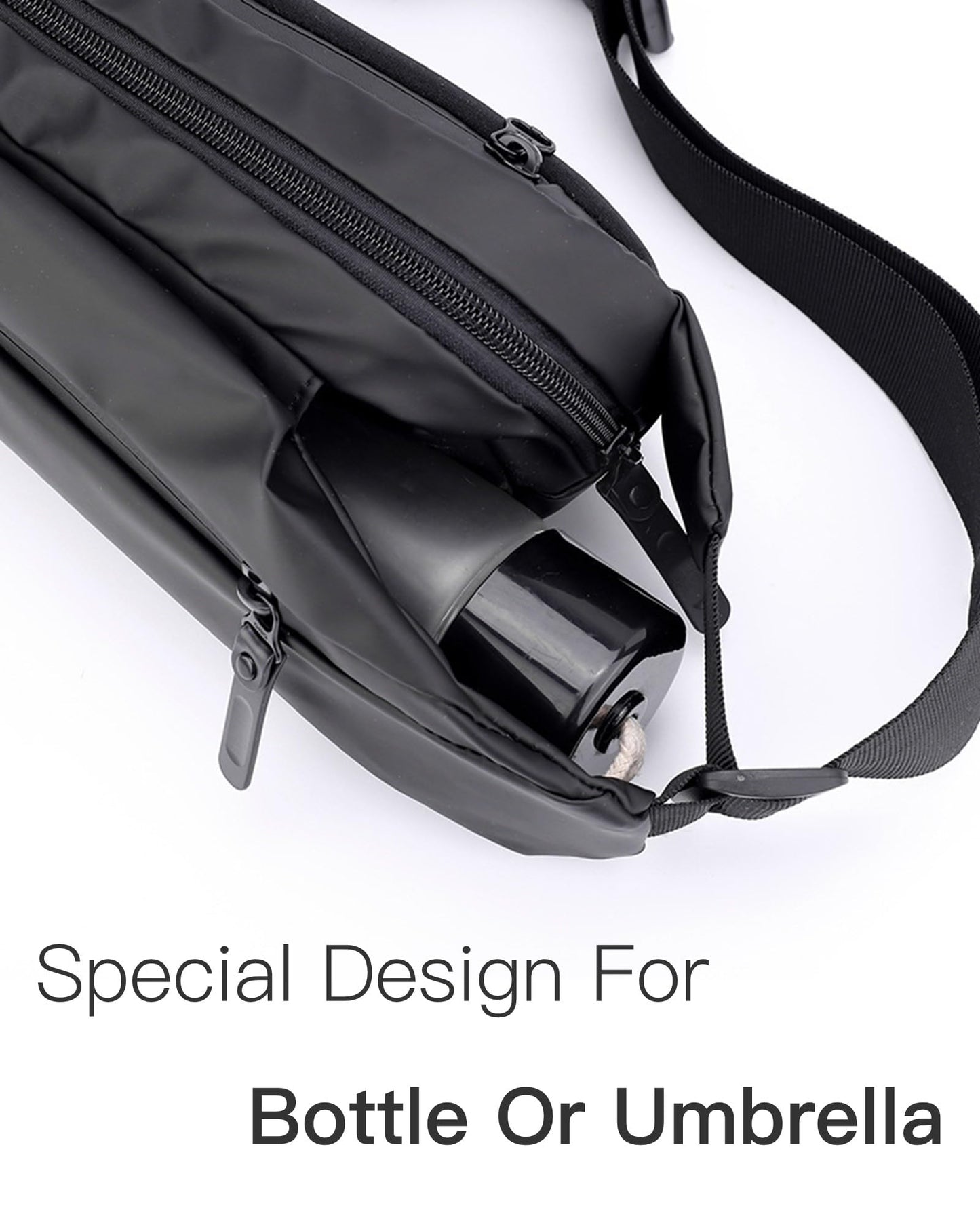 Fanny Pack for Men & Women | Adjustable Waist Bag (28-63 Inch Belt) – Large Waterproof Belt Bag for Hiking, Running, Travel, Gym | Phone Pouch with Zipper Pocket (Black)