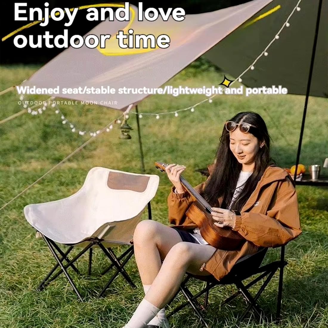 Folding Camping Chair, Portable Outdoor Backpacking Chair for Fishing, Hiking, Picnic, Camping, Beach, Lawn, Concert, Ultralight Compact Camping Chair with Carry Bag, 23"D x 14.2"W x 14.2"H (Black)