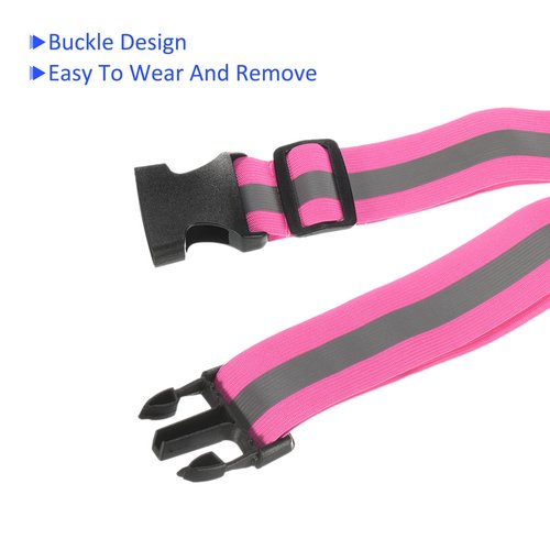 M METERXITY Reflective Belt Bands - High Visibility Safety Reflector Tape Gear, Apply to Cycling Running Night Walking(24x1.6 Inch, Pink)
