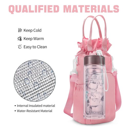 ECEEN Water Bottle Holder with Strap, Carrier Bag for Stanley 32oz/40oz, Insulated Sling Bag for Walking with Phone Pouch, Mothers Day Gifts for Mom