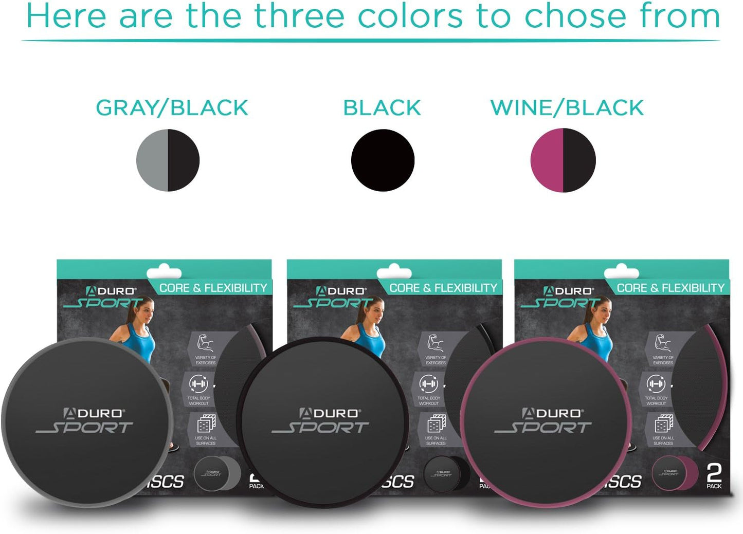 Aduro Sport Exercise Sliders for Fitness Workout [2PK], Double Sided Gilder Strength Slides Discs Work Smoothly on Any Surface for Stretch Strength Core Exercise