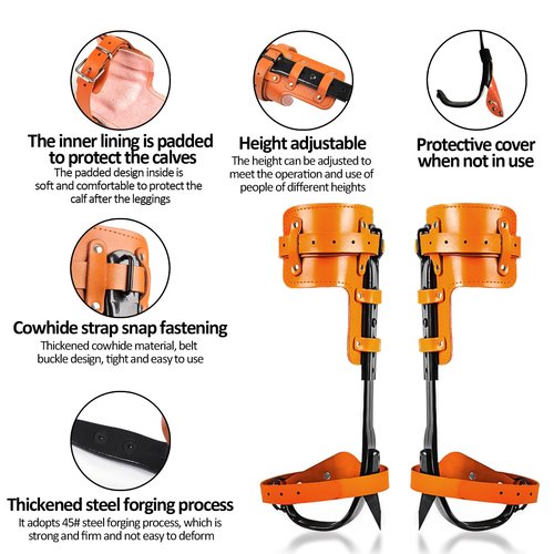 Esayendder Tree Climbing Spikes Set, Tree Climbing Gear, Tree Climbing Gear with Adjustable Climbing Straps and Steel Core Flip Line, Rock Climbing Kit with Triple Lock Lanyard Adjuster