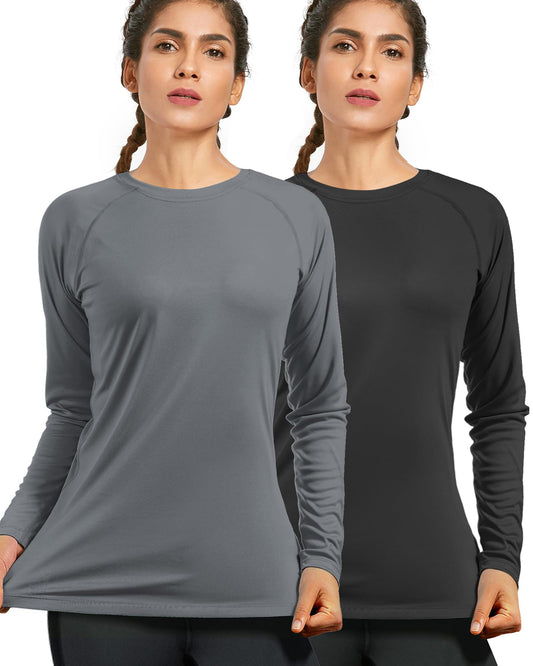 isnowood Womens Long Sleeve Rash Guard, UV UPF 50+ Sun Protection Shirts, Quick Dry Lightweight Tops for Swimming Workout Hiking Running