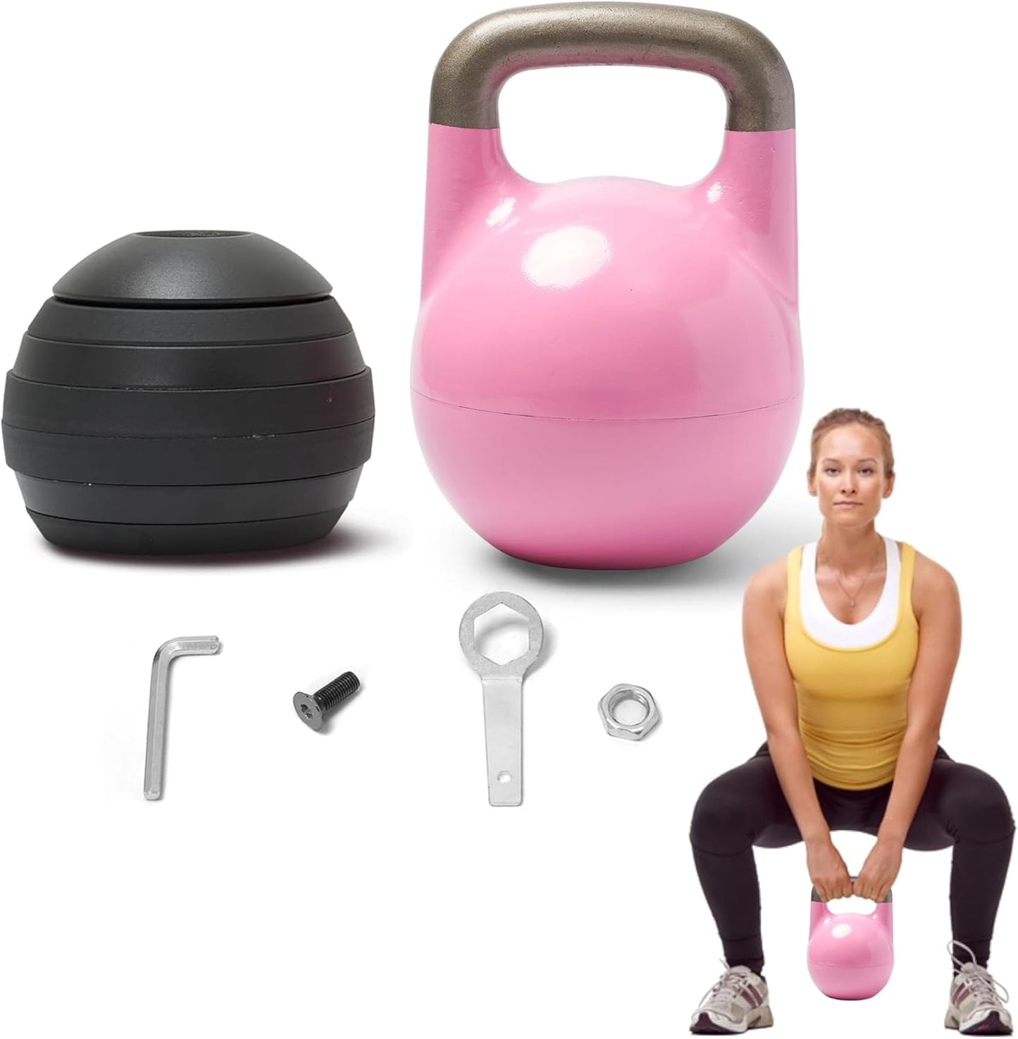 Adjustable Kettlebell Set 26-70 lb - Strength Training with Secure Lock & Durable Steel