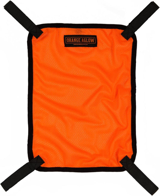 Blaze Orange Mesh Safety Panel with Reflective Strips - Lightweight High Visibility Hunting & Outdoors Safety Panel Attaches to Backpacks, Tents, Blinds, and Gear