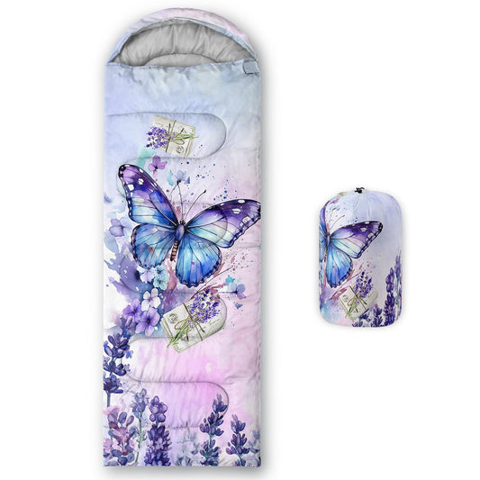 BSNTHO Butterfly Camping Sleeping Bags,3 Season Warm & Cool Weather,Lightweight,Waterproof Sleeping Bags for Adults & Kids,Traveling,and Outdoors,Camping Gear Equipment,31x90inch
