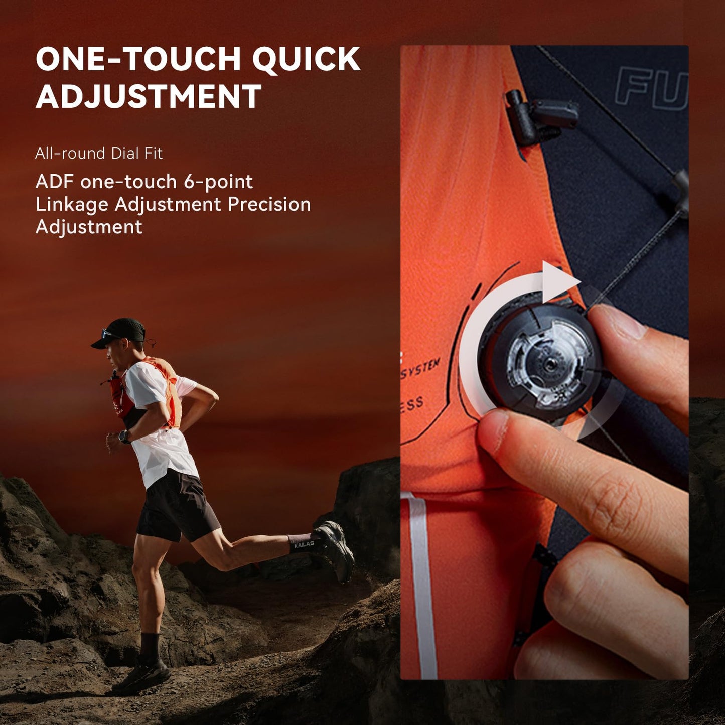 KAILAS FUGA AIR 8 Ⅳ Running Hydration Vest Hydration Pack Lightweight with Two TPU Water Bladders for Women Men Trail Cycling Hiking FUGA Orange L