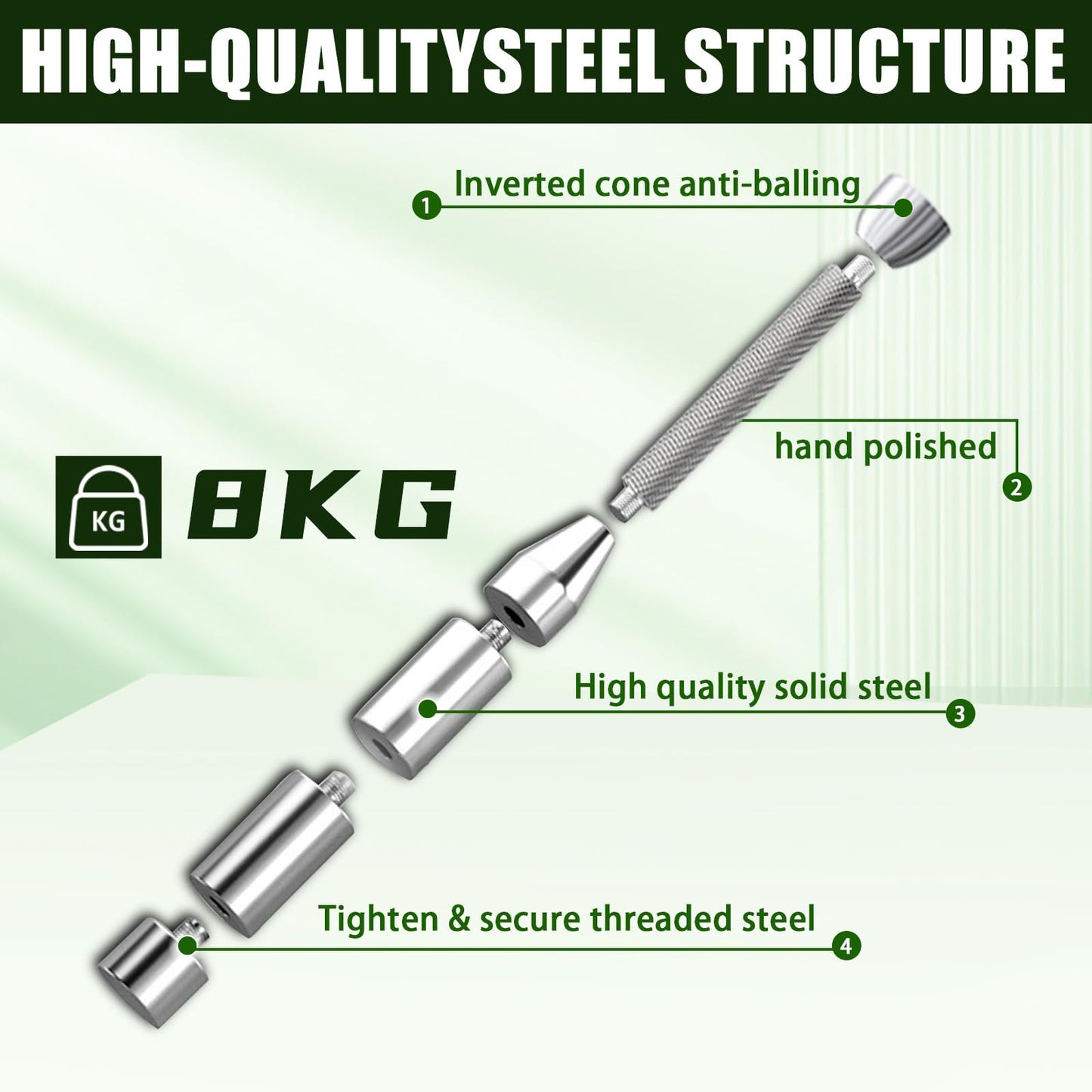 Adjustable Macebell Clubbell, 6-in-1 Premium Steel Indian Club, Strength Training Equipment for Full Body, Muscles, Shoulder, Grips & Forearms Workouts(6.5/9/11/13/15/17.5LBs)