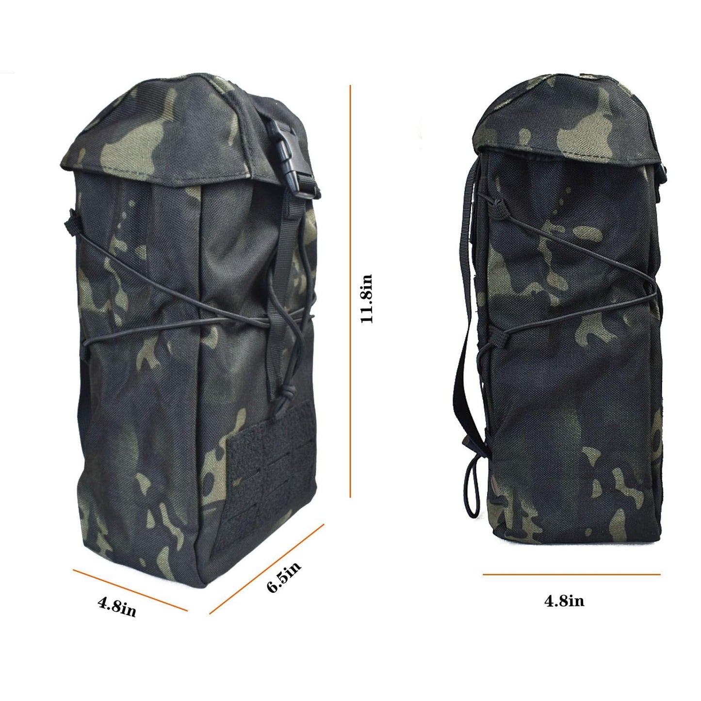 Tactical Molle Pouch Large Capacity Dump Pouch Drawstring Magazine Tactical Utility Pouch Recycling Pouch Bag Belt Waist Bag (Black camo)