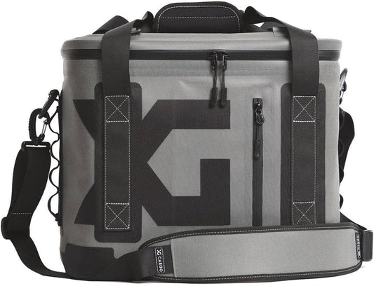 20-Can 21-Quart Insulated Waterproof Nylon Ice Box Cooler with Shoulder Strap and Grab Handles, Black