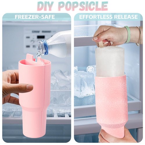 Stanley Cup Divider Inner Tray Enjoy Two Drinks in 1 Cup, Silicone Separator Liner Compatible with Stanley Cup 40 oz, Reusable Liner for Party, Leisure, Outdoor, Office (Pink)