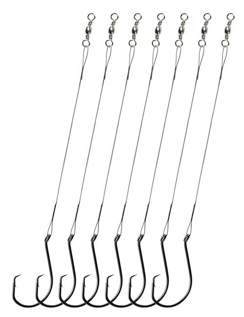 YVUDW Circle Hook with Steel Wire Leaders for Fishing Saltwater 30pcs Circle Hooks Rigs Steel Leader with Circle Hook Catfish Rig