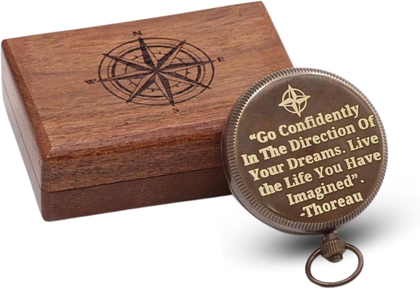 RII Solid Brass Engraved Compass Gifts with Poet Quotes, Perfect for Graduation, Birthdays, Father-Son Bonding, Baptism Celebrations