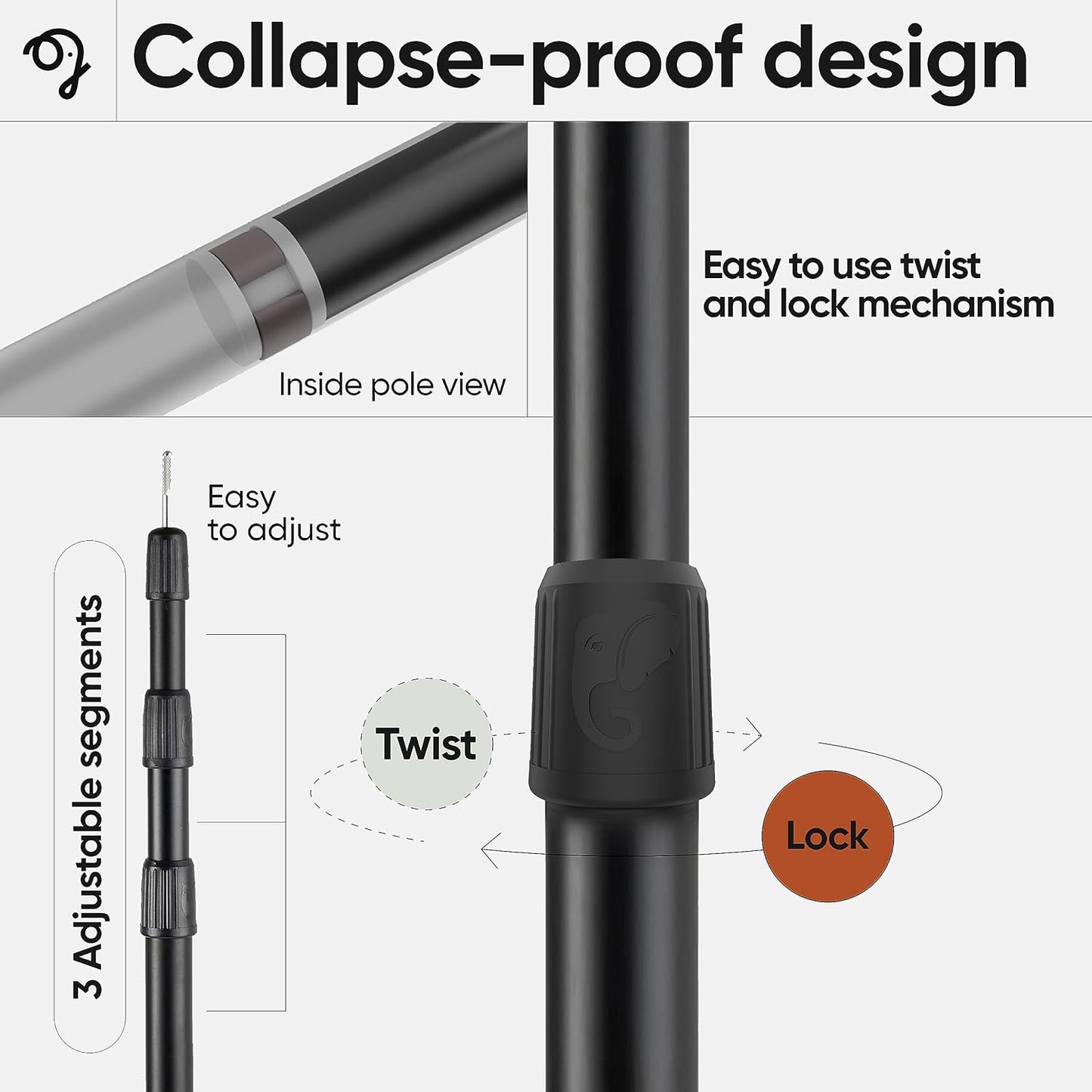Green Elephant Camping Tarp Poles - Adjustable Aluminum Telescoping Tent Poles for Tarps, Canopy & Awning - Heavy Duty Collapsible Pole Set of 2 - Extends 8ft 2.8 in, Shrinks to 2ft 9.5 in.