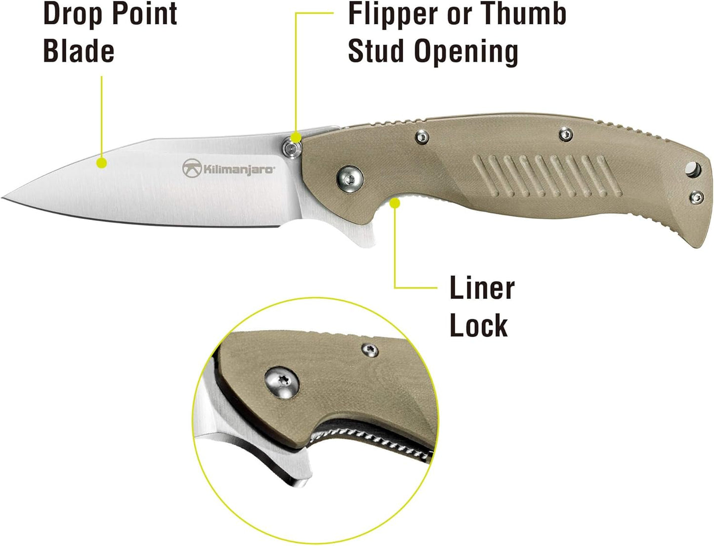 Kilimanjaro 910028 KJ910028 Fixed Blade,Hunting Knife,Outdoor,campingkitchen, One Size, Brown